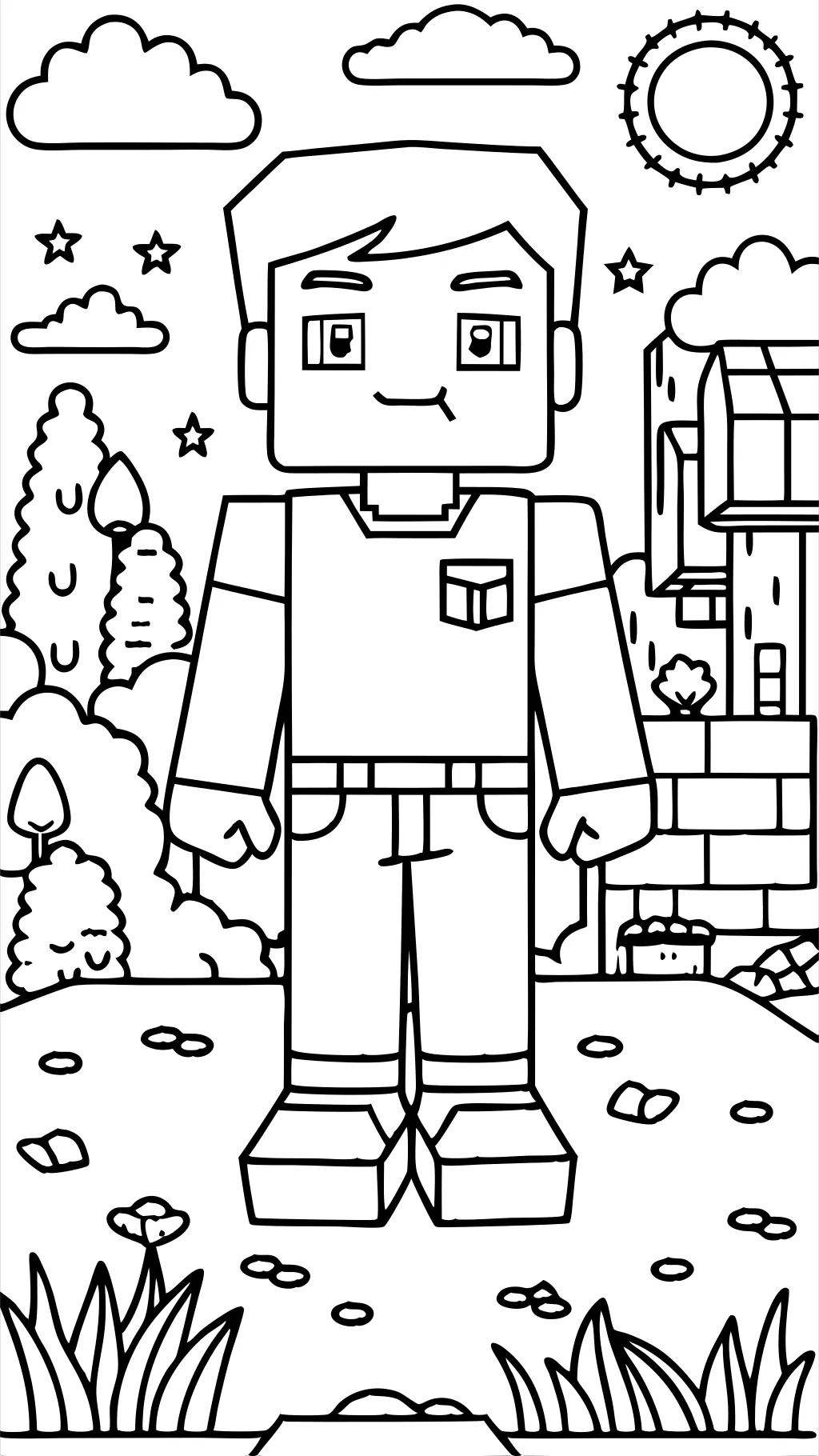 steve from minecraft coloring page